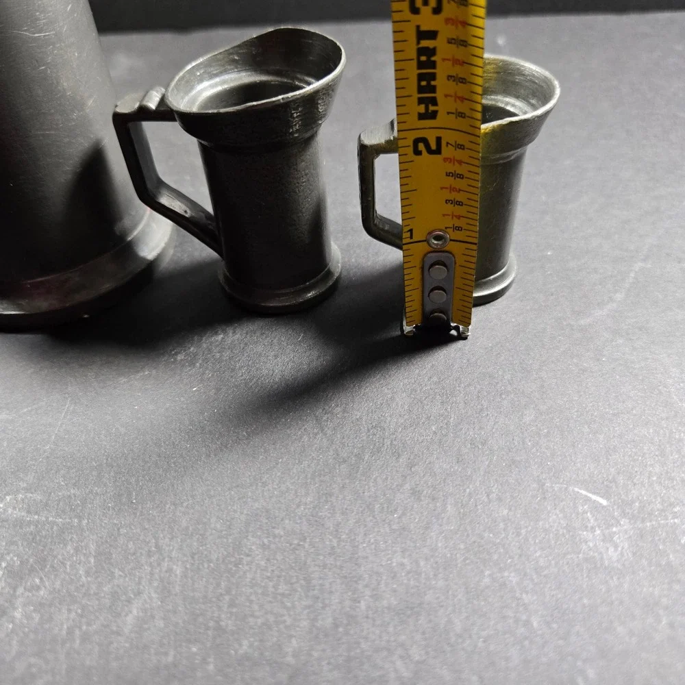 Pewter Measuring Pitcher Set Grey Vintage Rustic 3 Piece Set